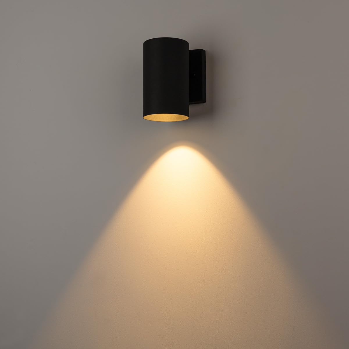 Mirrea 7'' Modern Outdoor Porch Wall Light With 5W Led Gu10 Replaceable Bulbs In Matte Black Aluminum Cylinder Downlight Outside