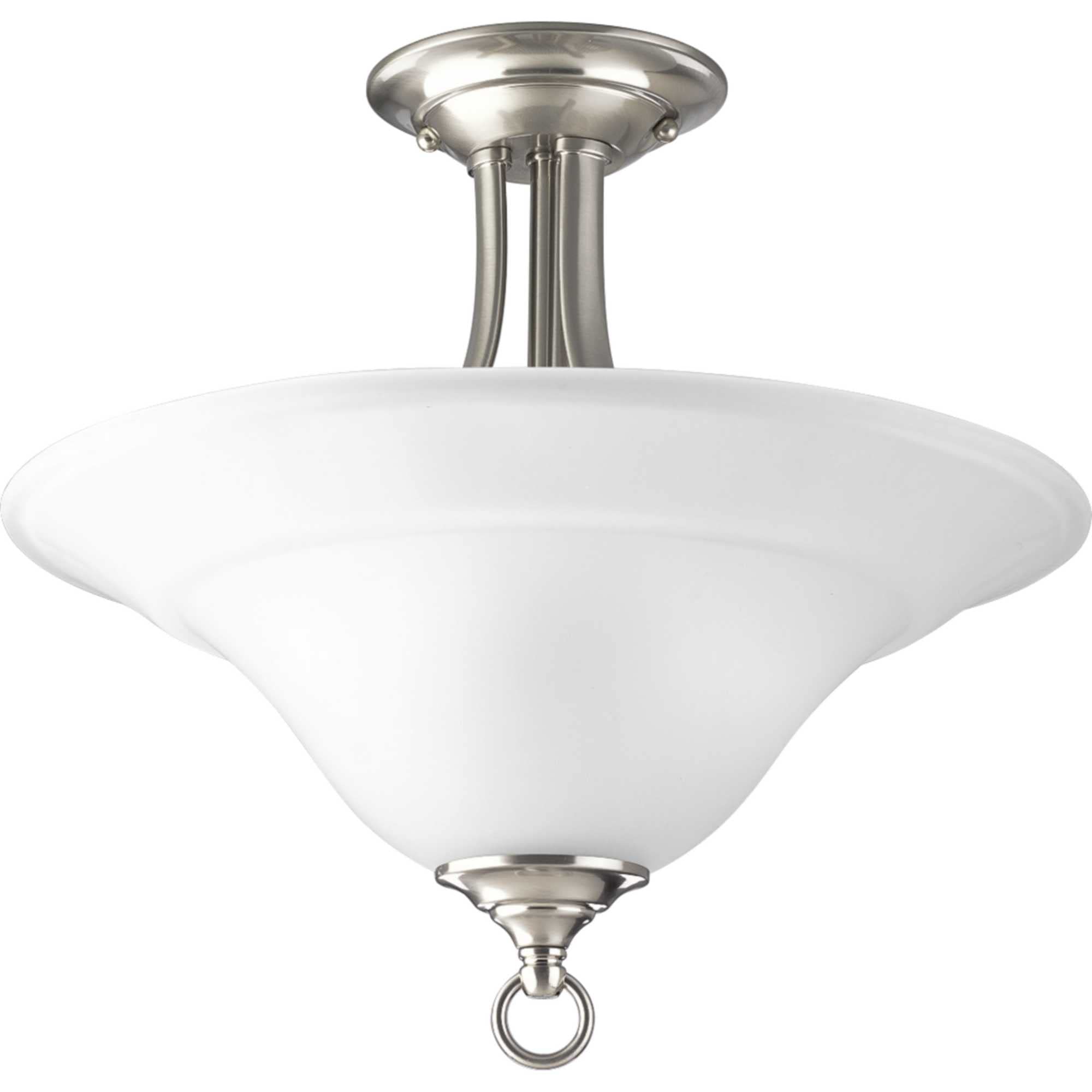 Progress Lighting 2-Light Semi-Flush Mount, Brushed Nickel, 16in Diameter, Alloy Steel, Model P3473-09