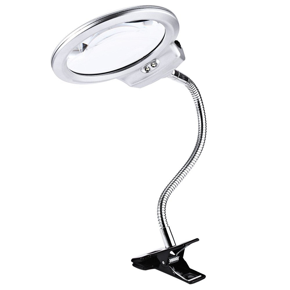 Magnifers Lighted Hands Free,Pro-Flex Desk Led Magnifying Glass Lamp 2.25X 5X Insert Lens Desktop Table Lamp For Close Work, Led