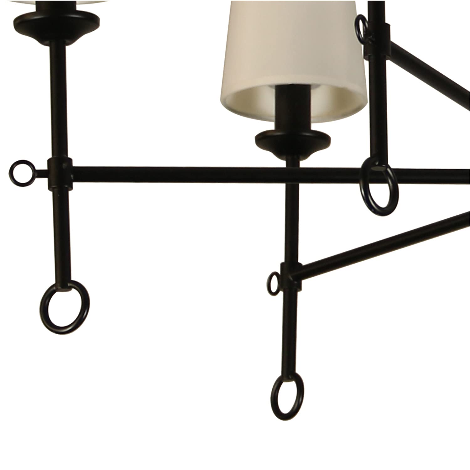 Canyonhome 6-Shade Chandelier Light With Bamboo Lampshades And Matte Black Steel Supports