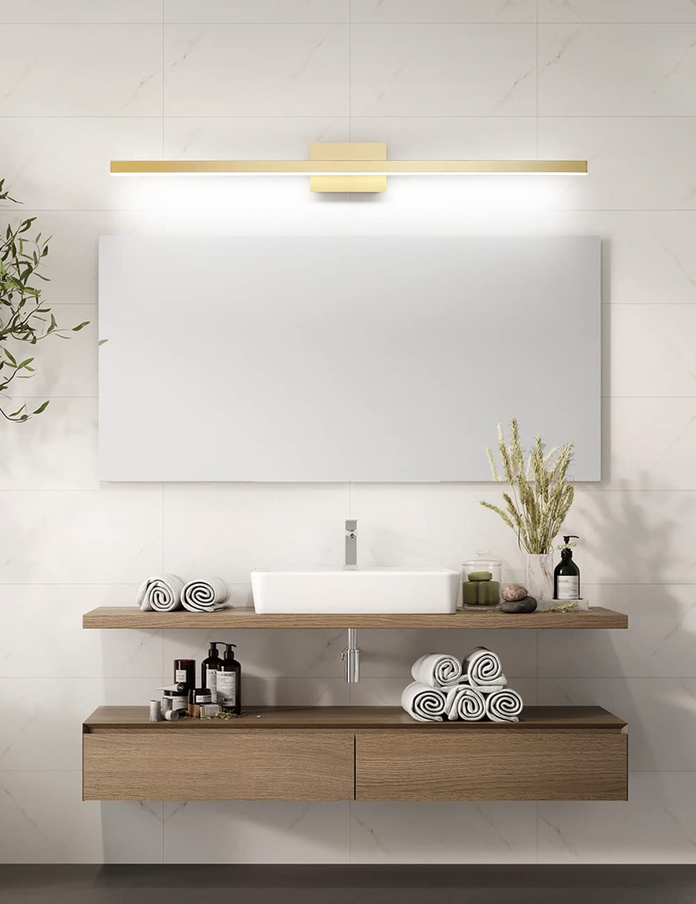 Joossnwell Gold Vanity Lights Bar 47.2in Modern LED Bathroom Fixture 30W 6000K