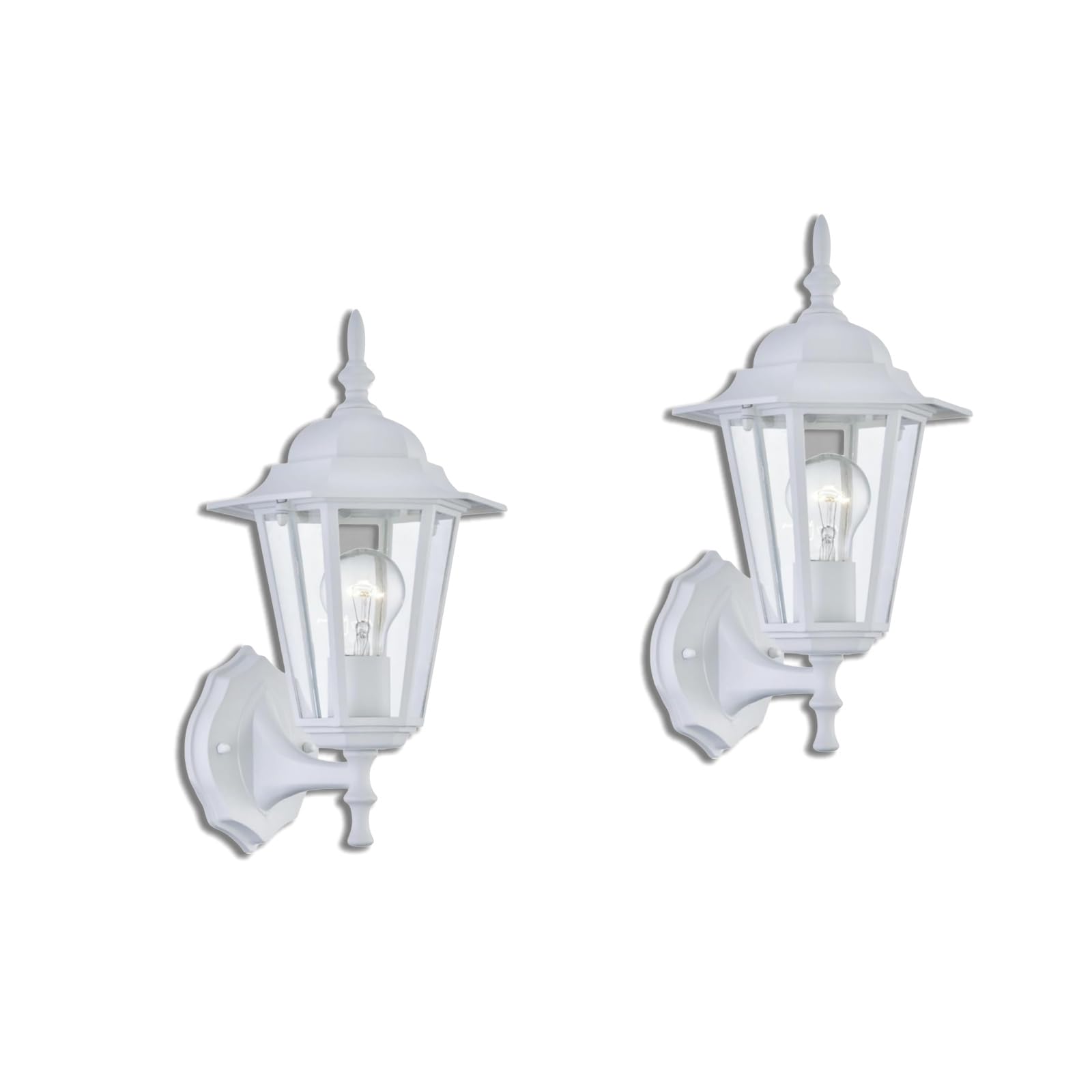 WISBEAM Outdoor Wall Light Sconce, 2 Pack, White, Metal & Glass, E26 Base, 60W Max, Wet Location Rated, Model WL003