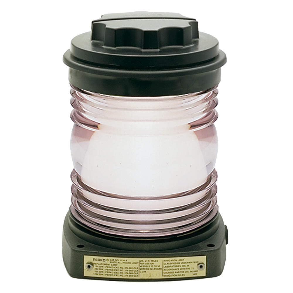 Perko All-Round Light, Black Plastic Body, White Lens, One Size - Marine Navigation Solution