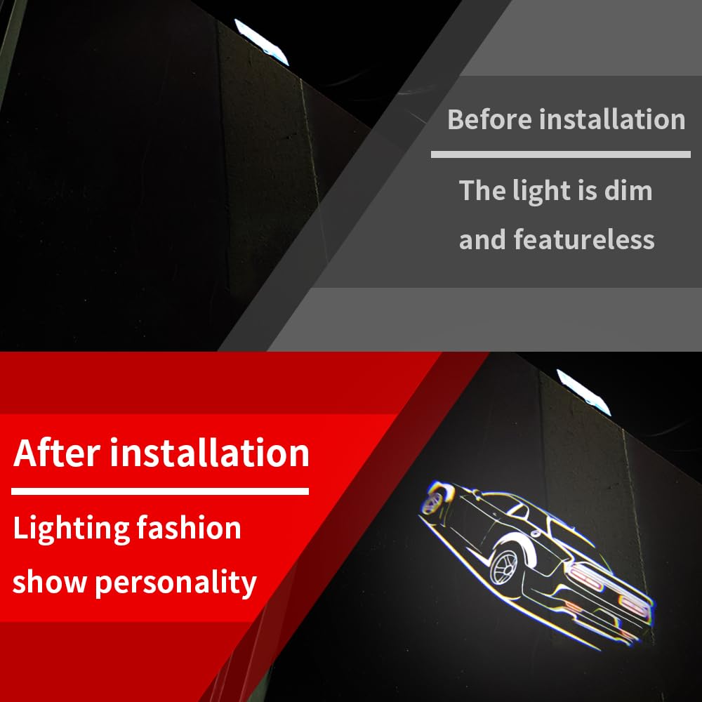 2 Pcs Car Door Logo Lights Compatible For Challenger 2015-Present Courtesy Led Ghost Shadow Light Projector Lamps Accessories (M