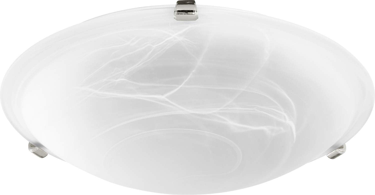 Quorum International 16inch Flushmount  Polished Nickel W/ Faux Alabaster  30001662