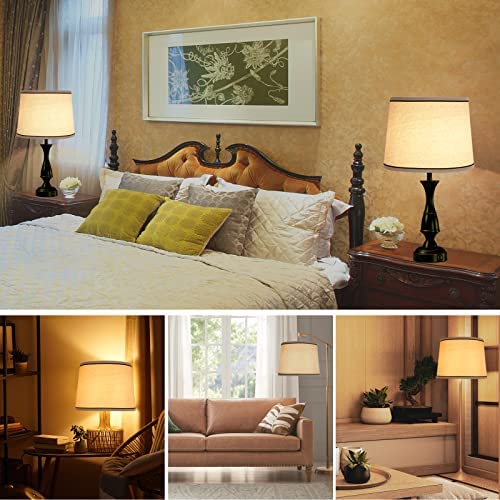 Luvkczc Medium Fabric Drum Lampshades Set of 2, Beige, 13" Top x 11" Bottom x 10" High, Lamp Shade Harp Holder Included