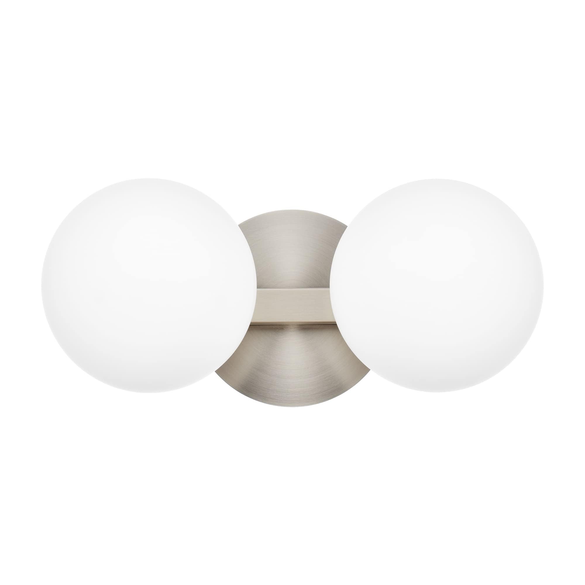 Bathroom Vanity Light Fixtures, Modern 2 Lights Globe Wall Sconce Lighting Brushed Nickel, Porch Wall Mount Light Fixture For Ba
