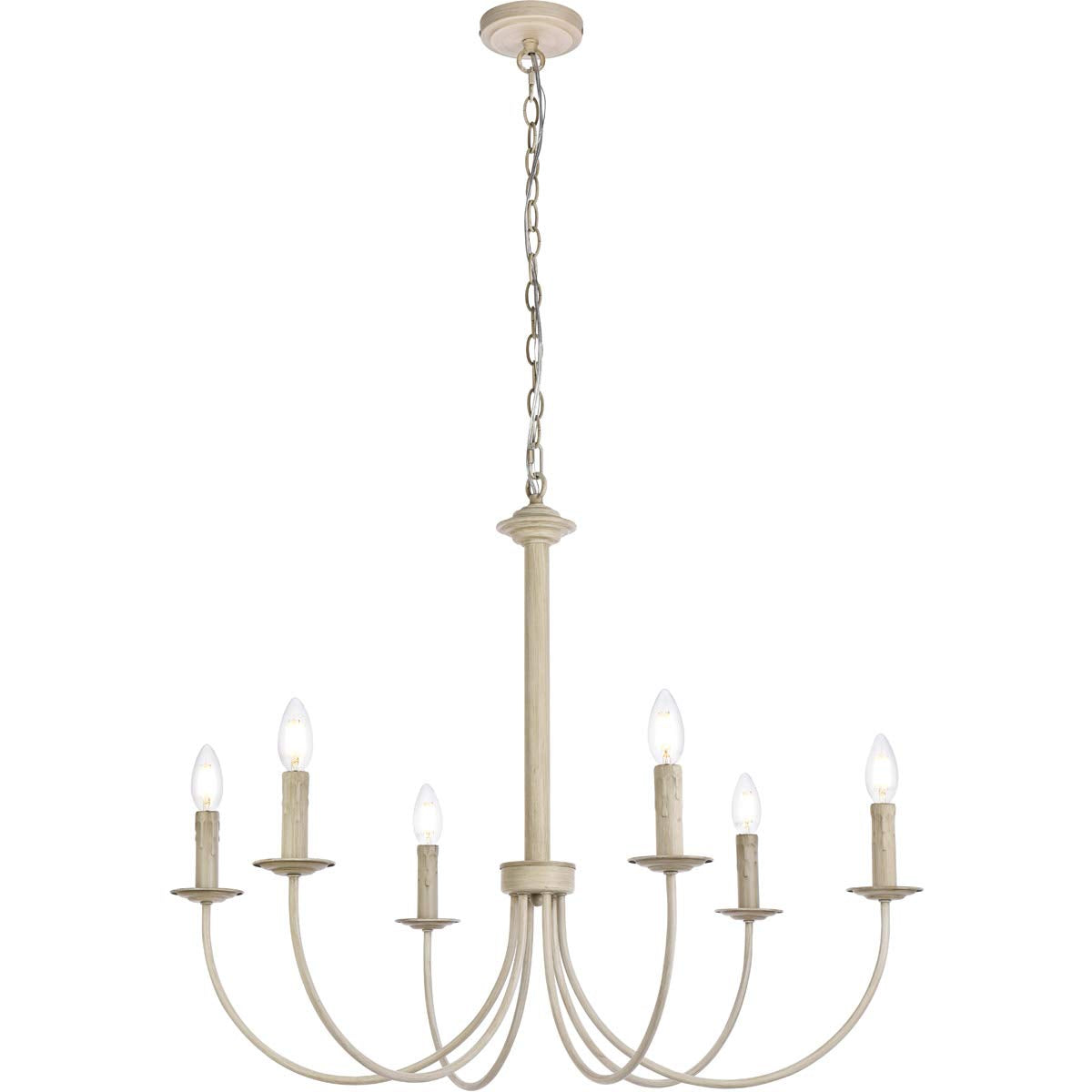 Living District Brielle 6-Light Mid-Century Metal Pendant in Weathered Dove
