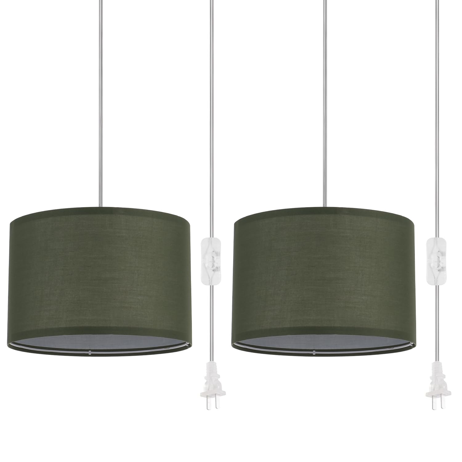 IHENGYANLT Plug-in Pendant Light, Metal Shade, 15Ft Cord, On/Off Switch, Light Green, Model P450