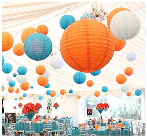 Zjhai 16 Pcs Colorful Paper Lanterns - Multi-Color Hanging Decorations For Party, Wedding, Home (Sizes: 4, 6, 8, 10 In)