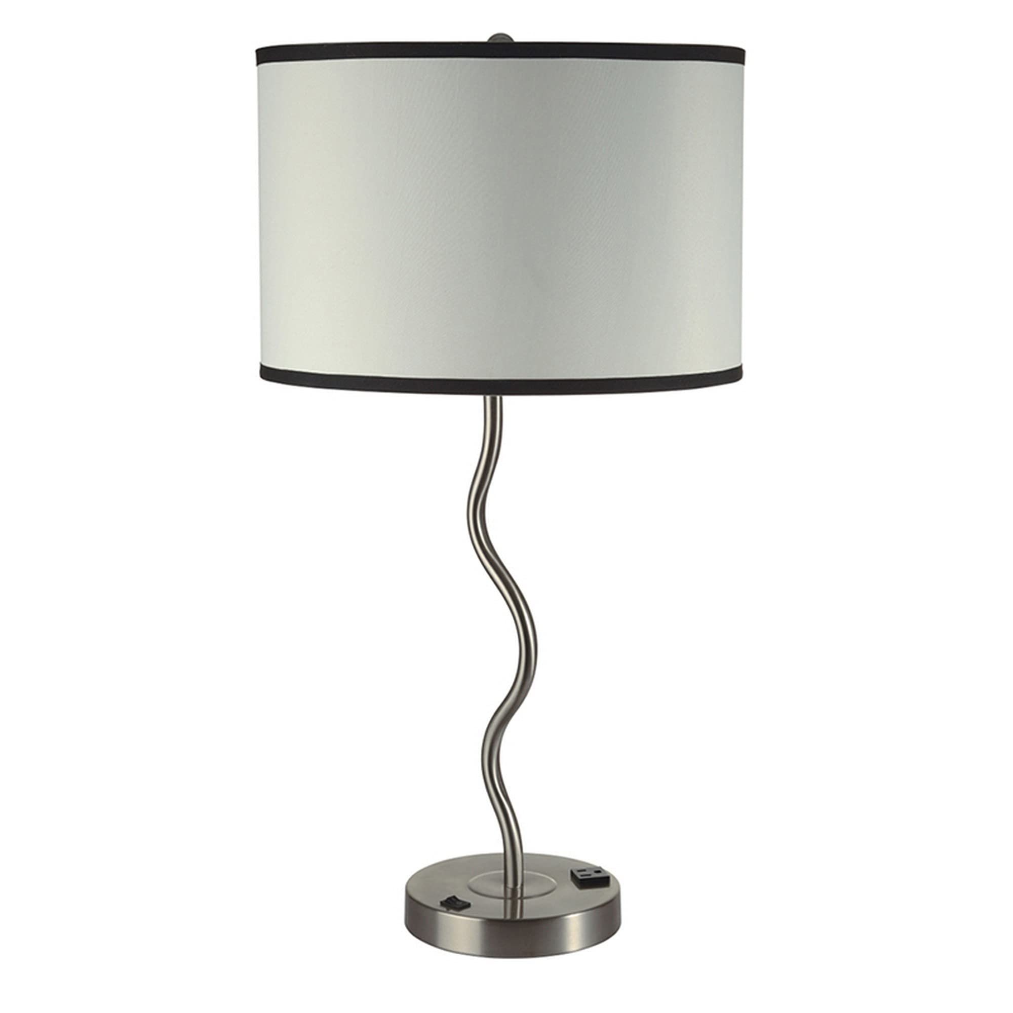 Benzara Bm240916 Table Lamp With Curved Tubular Body & Round Base, Silver