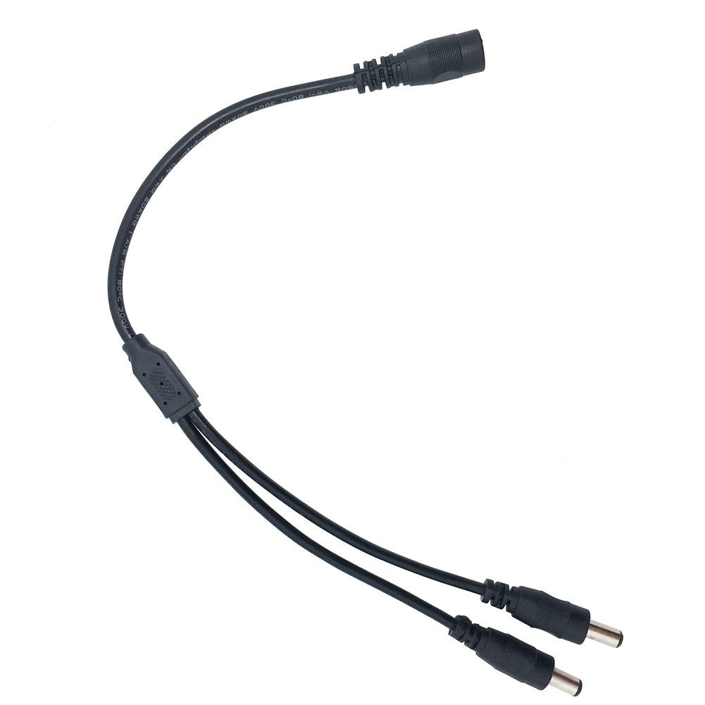 Litever Power Splitter  2 Way  1 Female Jack to 2 Male Plugs  5.5mm x 2.1mm  1:2  Y Adaptor Copper Cable  for CCTV Camera & LED Strip Lighting Power Supply Connector-New
