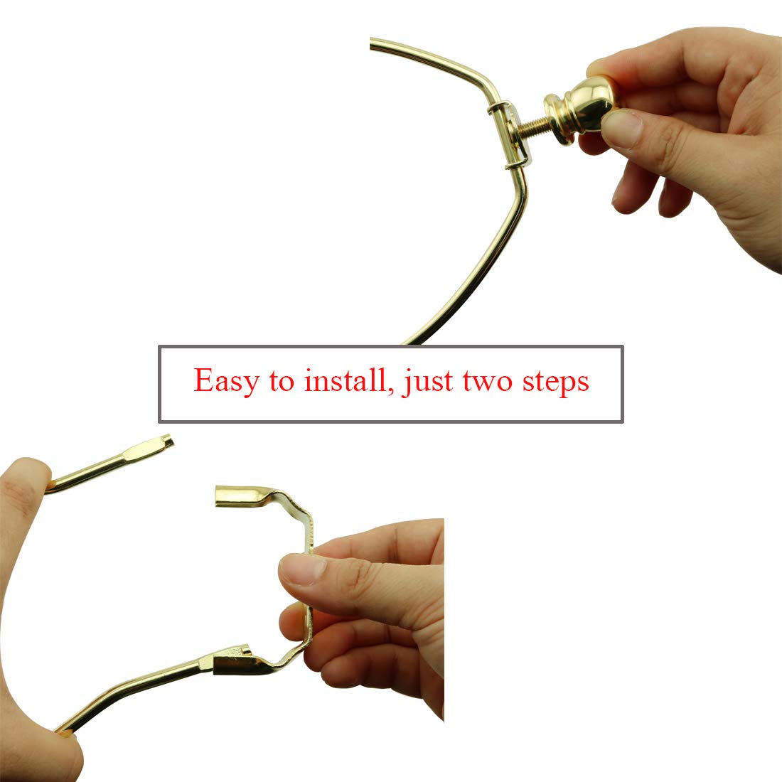 Dzs Elec Imitation Gold Color 10 Inch Lamp Shade Harp Holder Diy Lighting Accessories Horn Frame Lampshade Bracket For Table/Flo