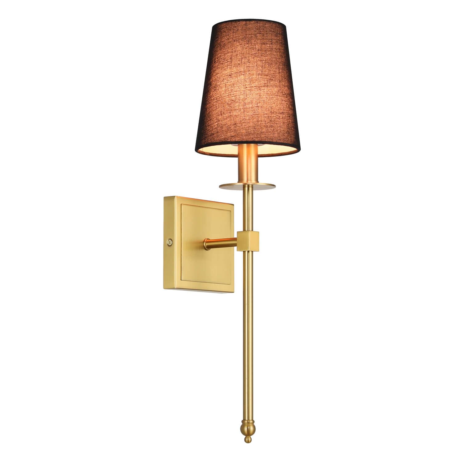 Xinbei Lighting Wall Sconces Set Of 2  Hardwired Brushed Brass Sconce Lighting With Black Fabric Shade Modern Wall Mount Light Fixture For Bathroom Bedroom Living Room Hallway Xb-W1307-Bs