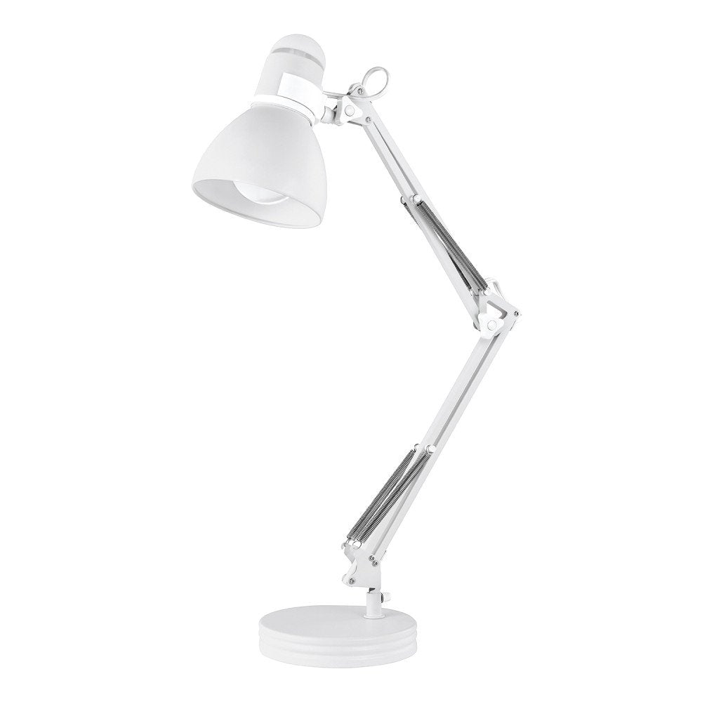 Globe Electric 52024 28'' Swing Arm Desk Lamp, Matte White, On/Off Rotary Switch On Shade, Partially Adjustable Swing Arm, Home
