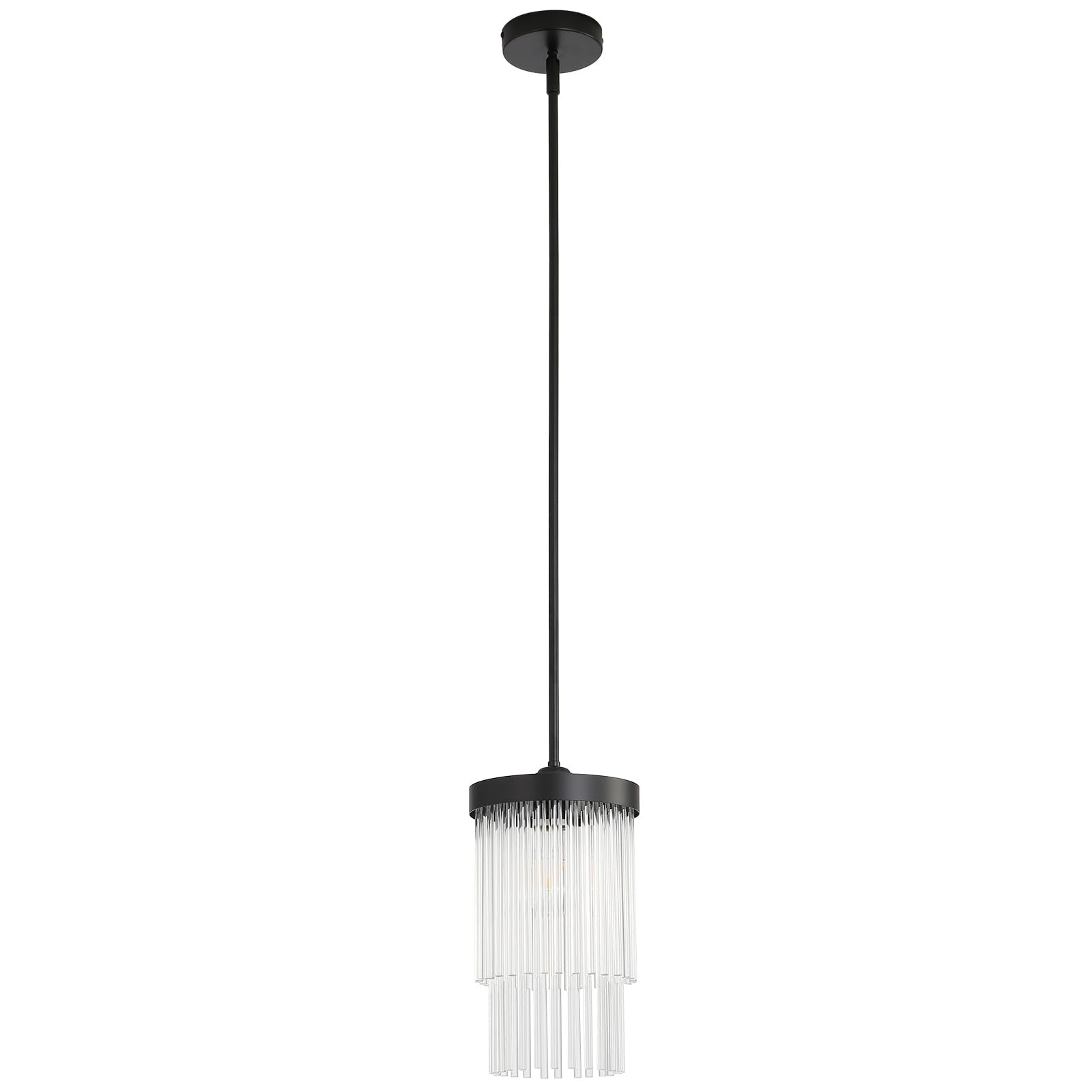 Modern Pendant Light Fixture for Kitchen Island  Farmhouse Black Glass Crystal Hanging Light Fixtures  Mini Over Island Lights for Dining Room Foyer Sink Hallway  1-Pack