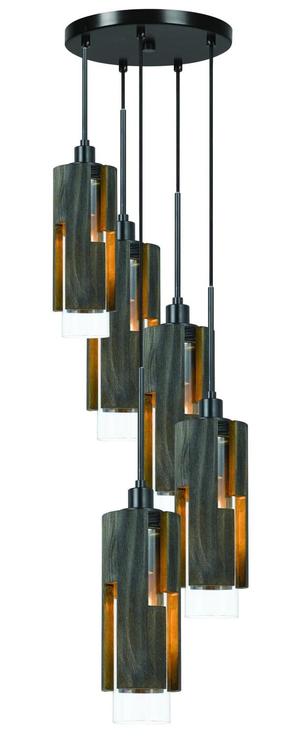 Cal Lighting FX-3641-5 Contemporary Modern Five Light Chandelier in Bronze/Dark Finish, 16.75 inches