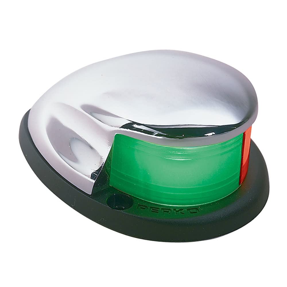 Perko Bi-Color Navigation Light, Horizontal-Mount, 3-1/4in L x 2-5/16in W x 5/8in H, Black, Model 