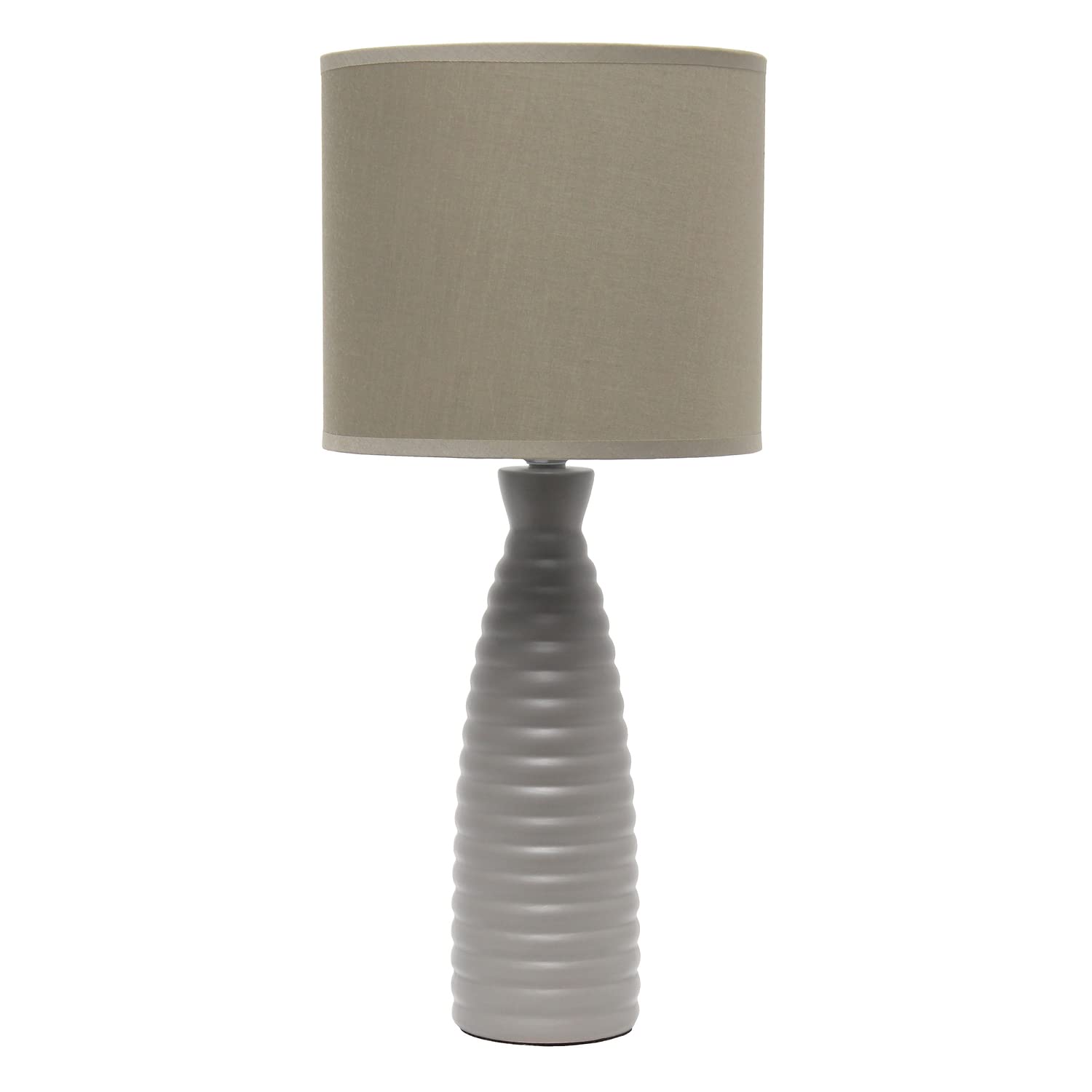 Simple Designs Lt2076-Tau Alsace Ceramic Ribbed Bottle Table Lamp, Taupe