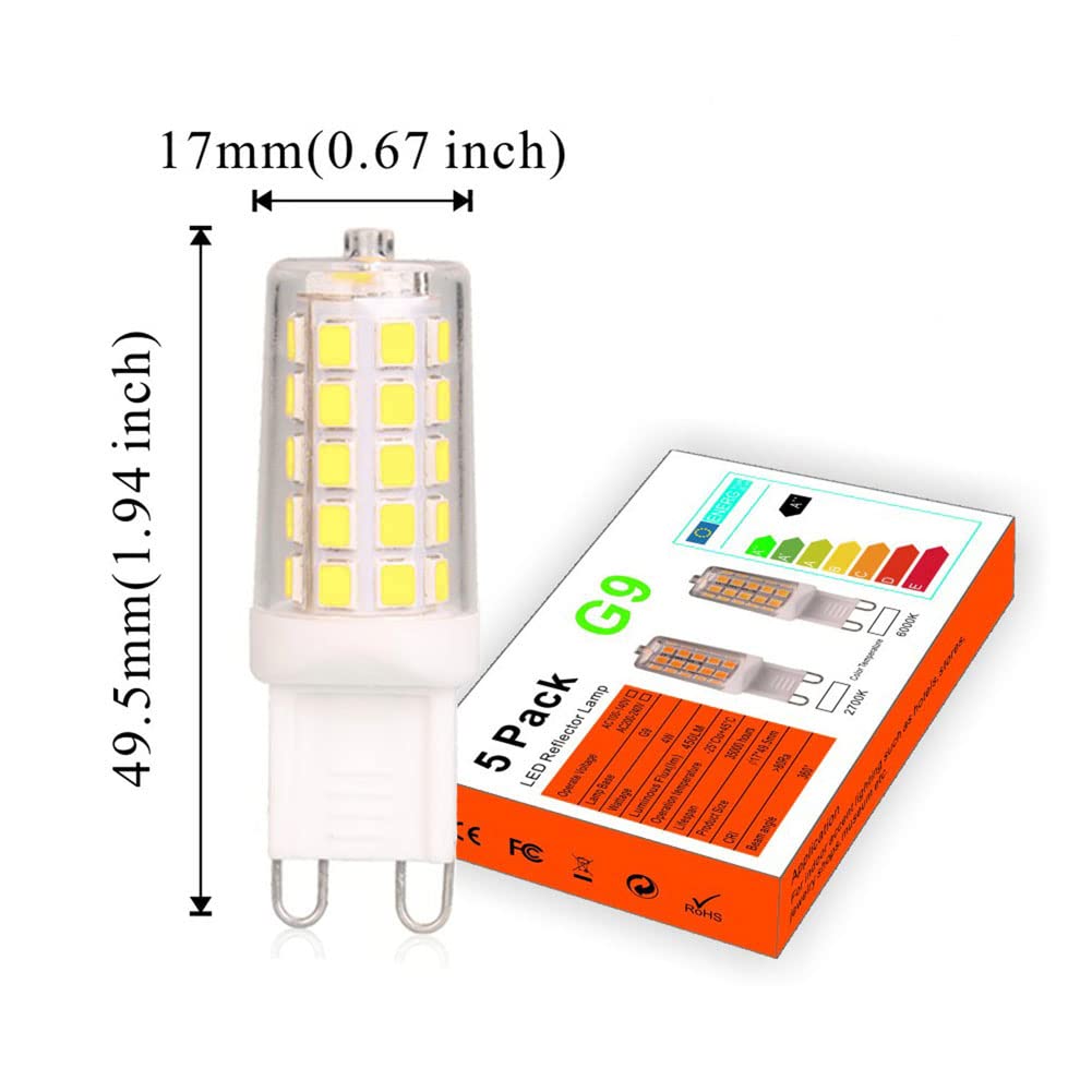 Baoming G9 Led Bulb Neutral Whitet 4W, 40W T4 G9 Halogen Equivalent,4000K 120V No-Flicker, Chandelier Lighting 450Lm Non-Dimmabl