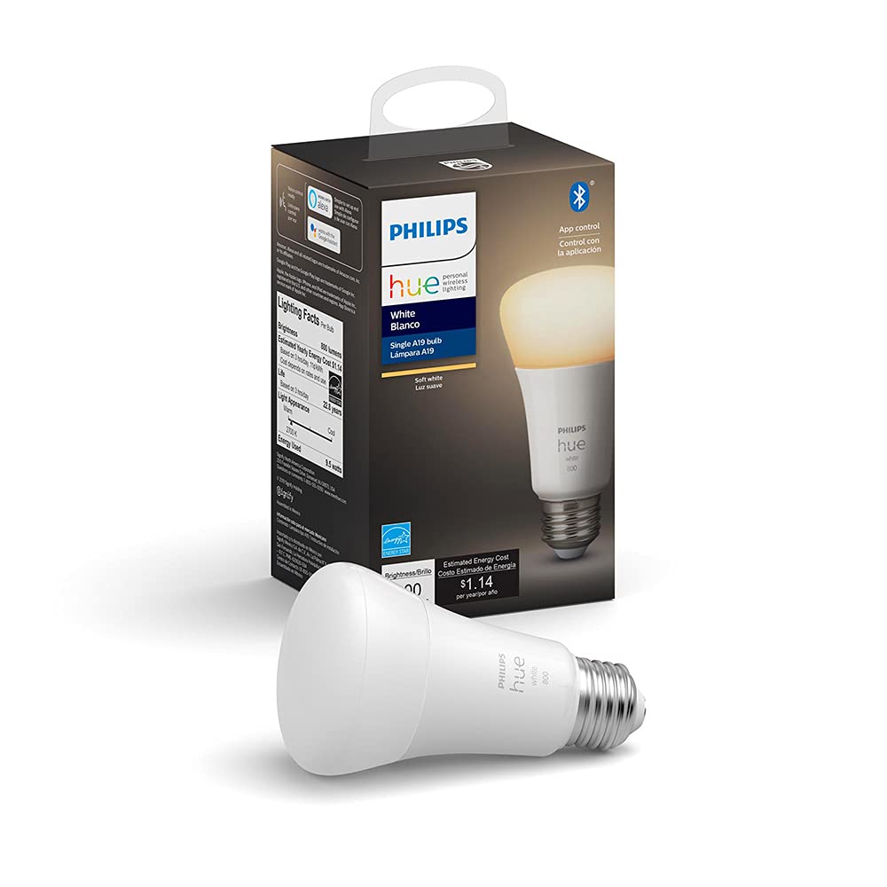 Philips Hue White A19 Single LED Bulb Works with Amazon Alexa (Hue Hub Required)