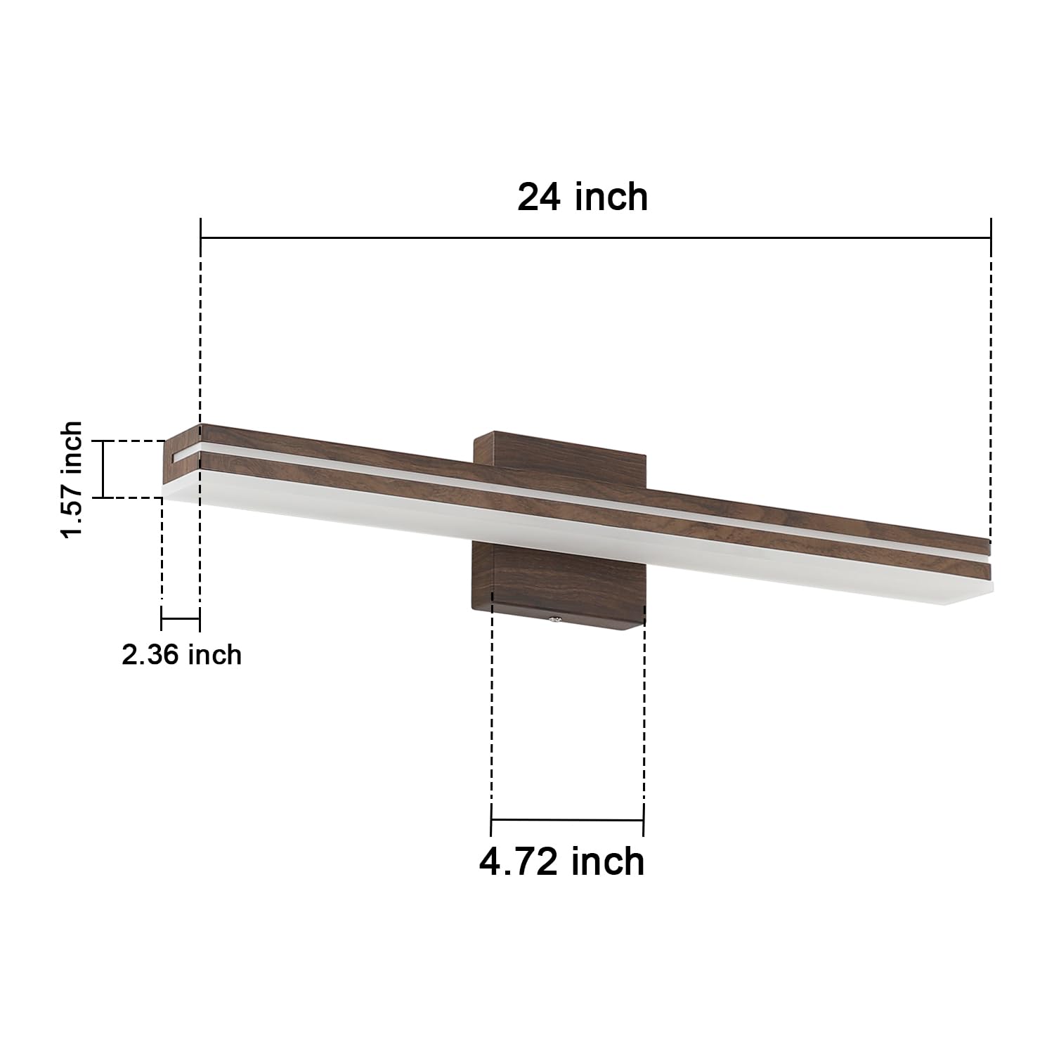 Sinerise 24-Inch Led Modern Bathroom Vanity Light Bar  Brown Modern Acrylic Bathroom Wall Lighting Fixtures Over Mirror (Cool White 6000K)