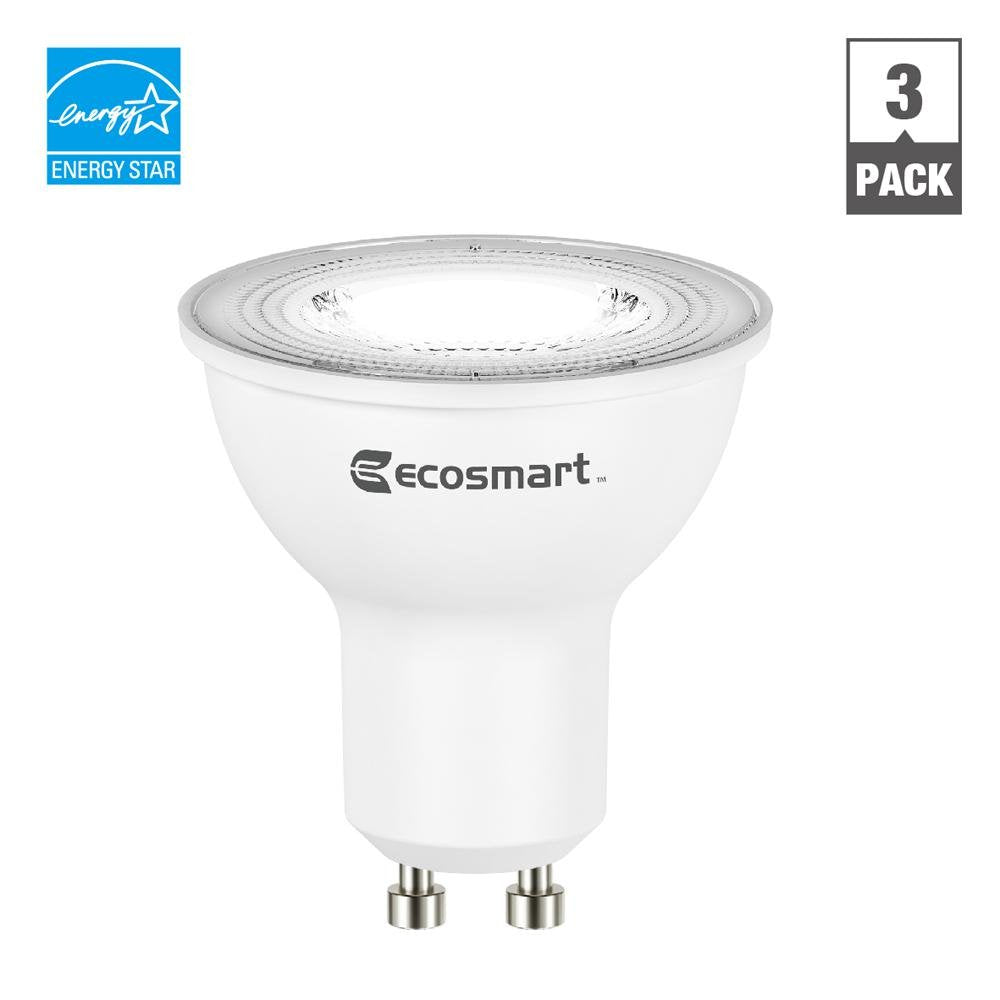 EcoSmart 50W Bright White MR16 GU10 LED Light Bulb, 3-Pack - Energy Efficient, Long Lasting, Perfect for Home Lighting