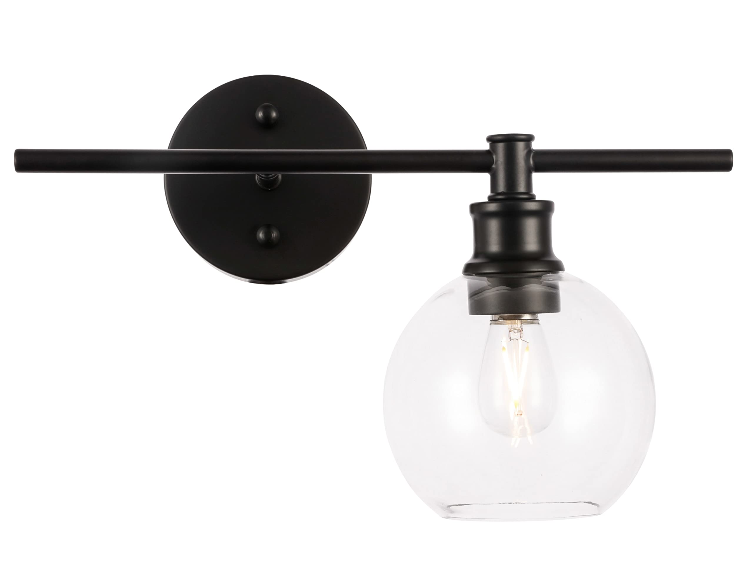 Living District Black And Clear Glass Wall Sconce - 1 Light Right Fixture