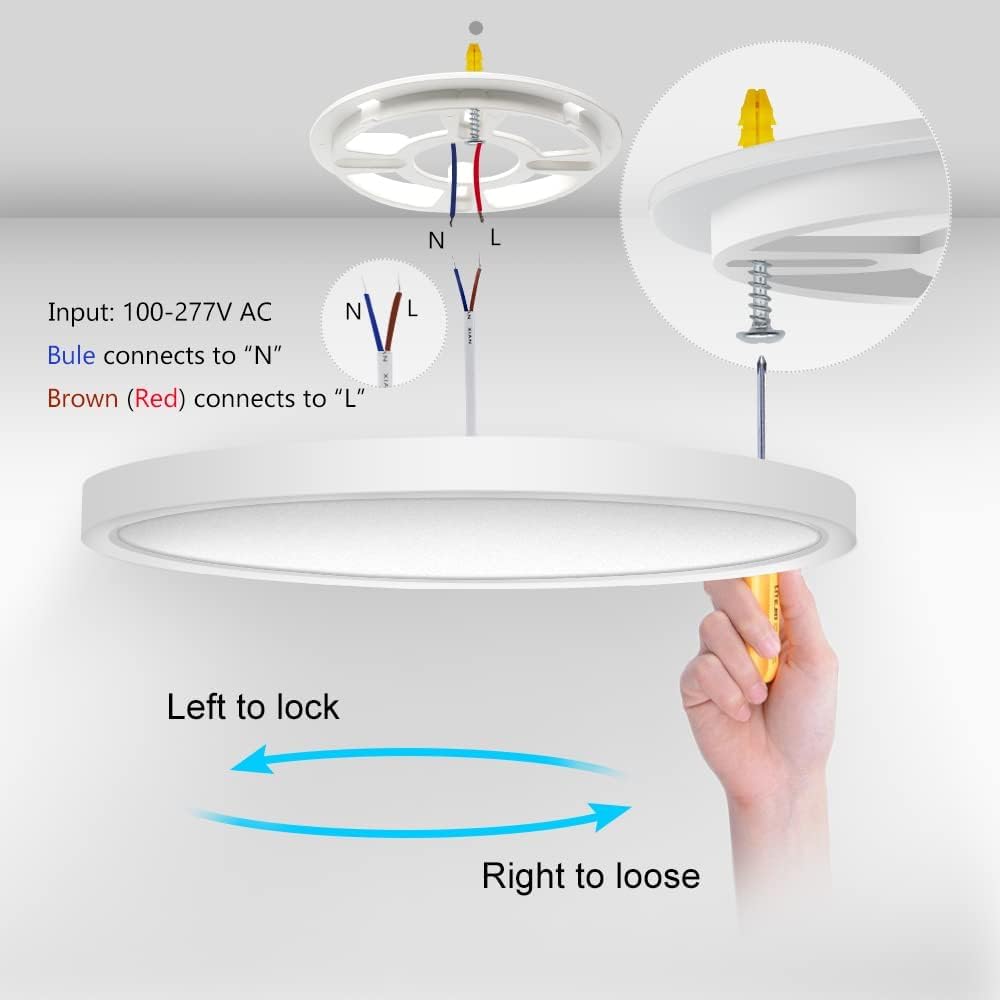 Lightingwill 8.9 Inch Led Flush Mount Ceiling Light Fixture, 4000K Nurture White, 1800Lm, 18W, Flat Modern Round Lighting Fixtur