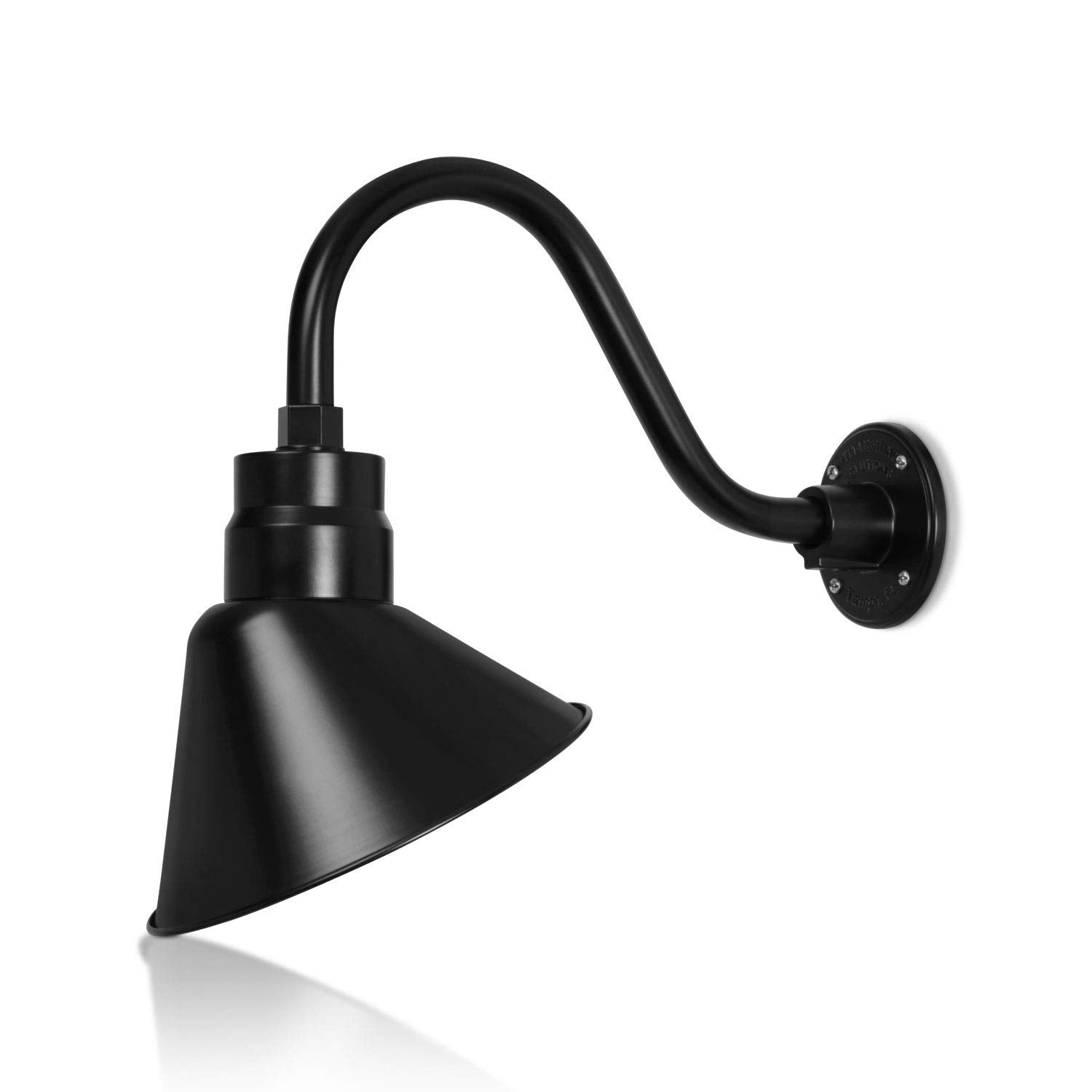 HTM LIGHTING SOLUTIONS Gooseneck Sign Light Fixture - 10in Satin Black - 14.5in Extension Arm - UL Listed - 9W A19 LED Bulb -