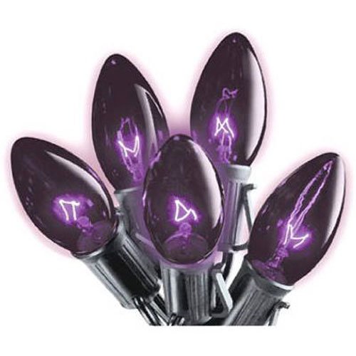 Noma Halloween C9 Light Set - 25 Black Bulbs With Black Cord For Holiday Decor