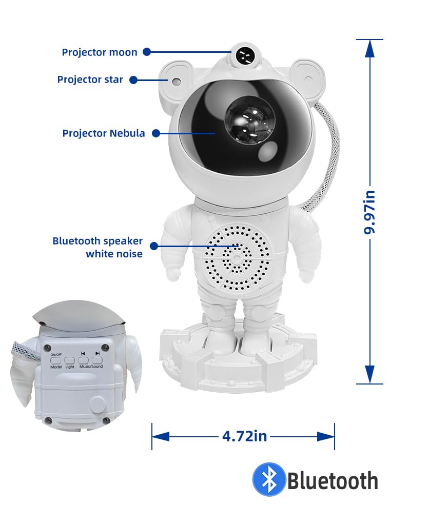 Ruishine Star Projector Galaxy Night Light Astronaut Light Projector,Astro Starry Nebula Led Lamp For Bedroom With Timer & Remot