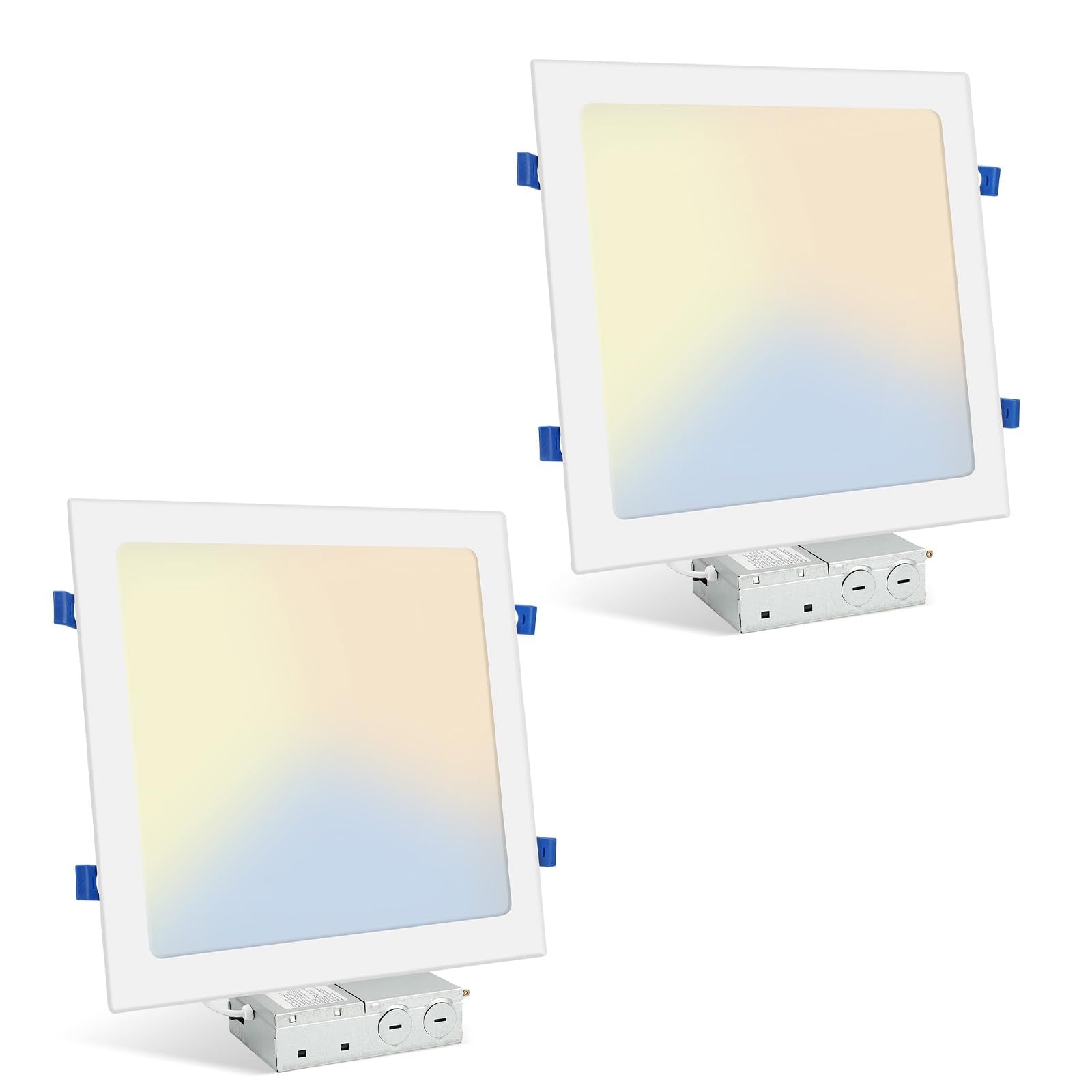 HONZIN 2 Pack 12 Inch Square Recessed Lighting, 5CCT Ultra-Thin LED Downlight, 2700K/3000K/3500K/4000K/5000K Selectable, Dimmabl