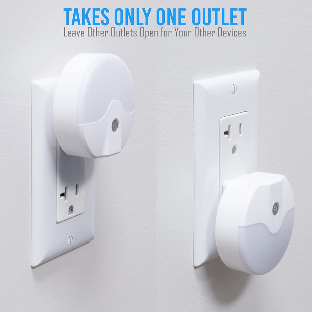 Aultra Night Light Led Round Night Lights Plug Into Wall - Dusk To Dawn Sensor Activated, Automated On & Off, Used For Kitchen,