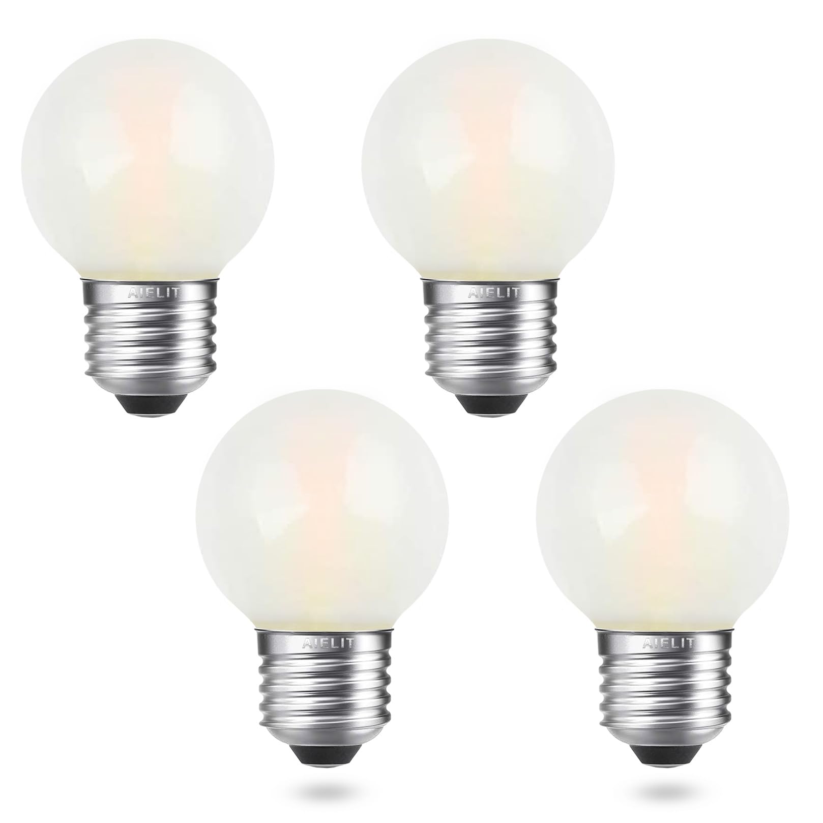 AIELIT Dimmable 2 Watt Globe Frosted LED Light Bulbs 25W Equivalent, Warm White 2700K, A15/A50 LED Bulb, E26 Medium Base, Antiqu