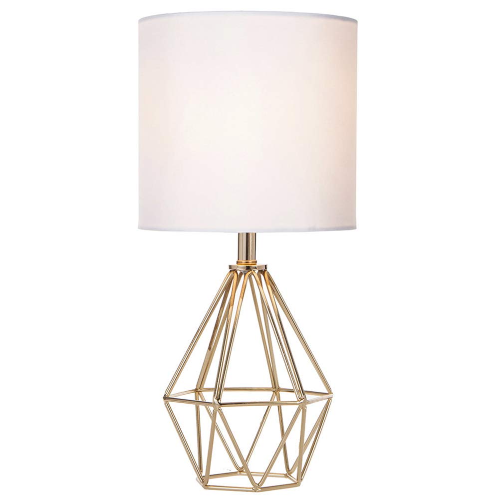 COTULIN Gold Table Lamp - Modern Hollow Out Base, White Fabric Shade, Model ZWL039G, Cute Nightstand Lamp for Kids and Living Room