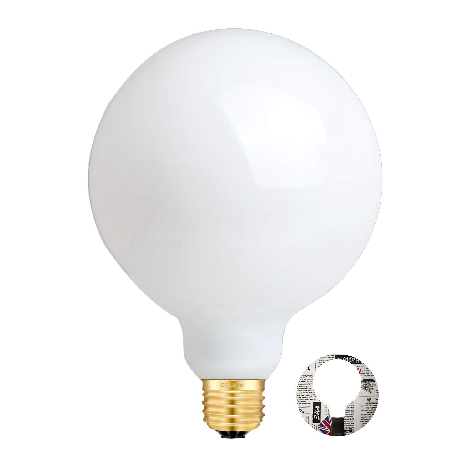 CRLight 5-inch 12W 5000K Opal Dimmable Daylight Large Globe LED Bulb, G125 / G40 Replacement, 80W Equivalent 800LM, Coated Insid