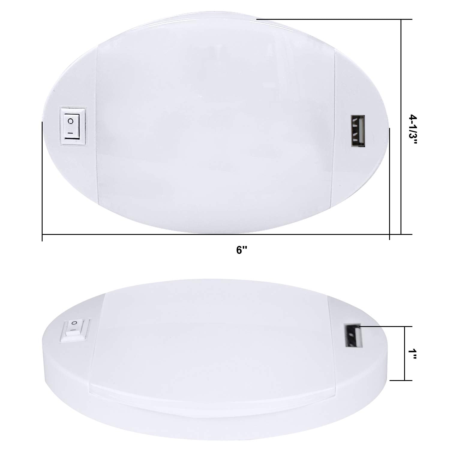 Facon LED Pancake Light with USB Charger, 12V Ceiling Dome Light, 3 Pack, White, Model DDS01-608USB