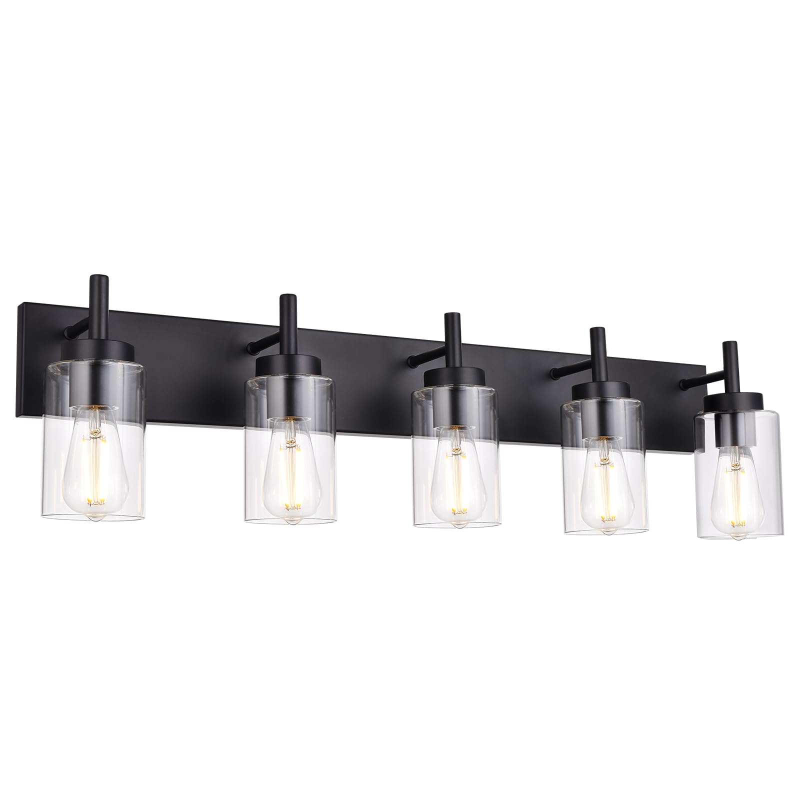 Vinluz 5 Lights Bathroom Vanity Light Fixtures Black Sconces Wall Lighting Modern Industrial Indoor Wall Mounted Lamp For Kitche
