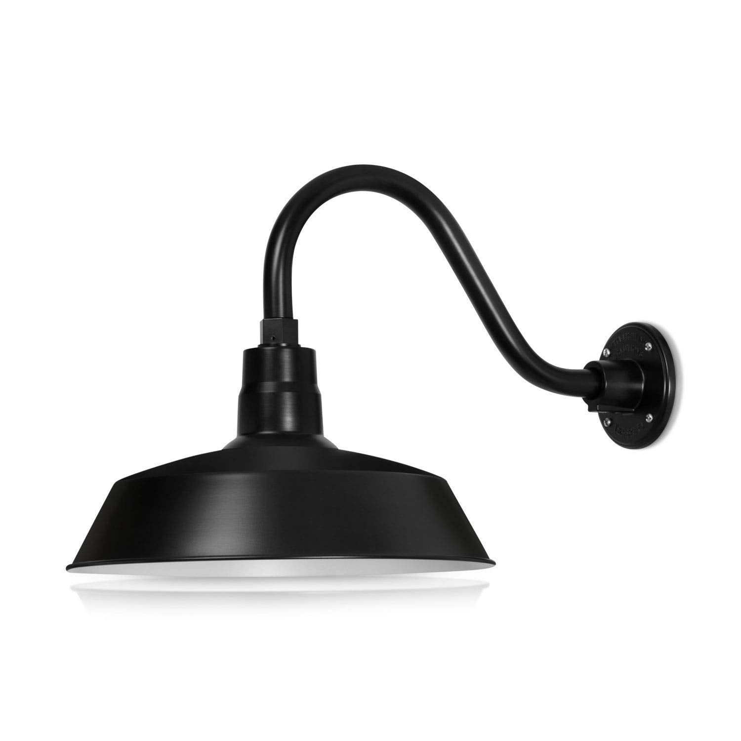 HTM Lighting Solutions 14in. Satin Black Gooseneck Barn Light Fixture - UL Listed, 9W LED Bulb, 14.5in. Extension Arm, 2-Pack