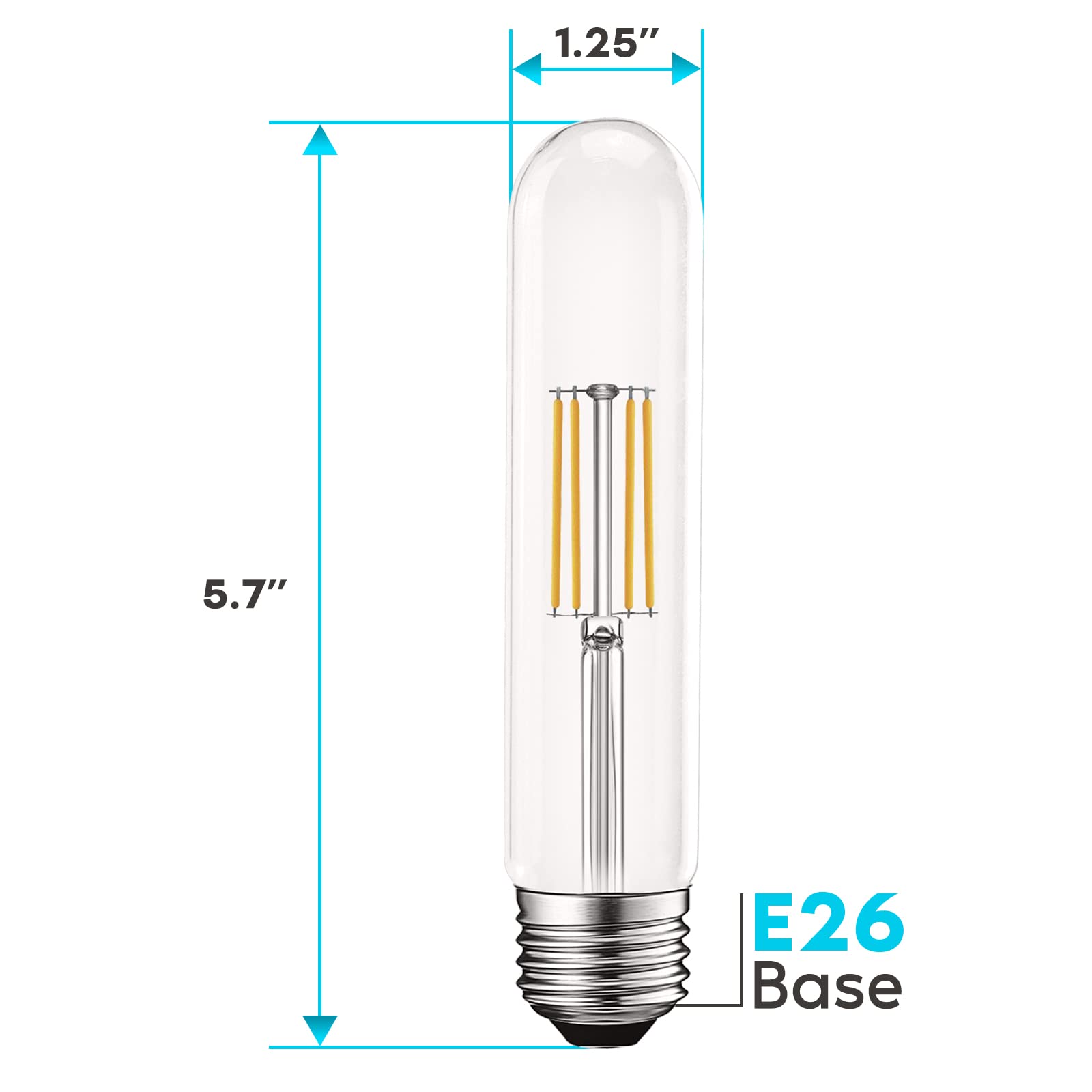 Luxrite Vintage T9 Led Tube Light Bulbs 60W Equivalent, 3000K Soft White, 550 Lumens, Dimmable Edison Tubular Light Bulbs 5W, Clear Glass, Led Filament Bulb, Ul Listed, E26 Standard Base (4 Pack)