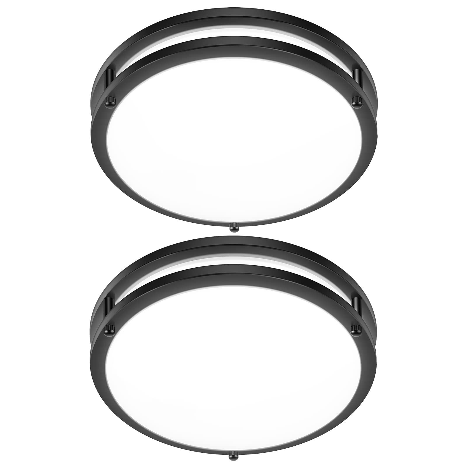 12 Inch Flush Mount Ceiling Lights, 36W 3200LM Black Dimmable Light Fixtures Ceiling Mount, 3000K-5000K Selectable Modern Kitche