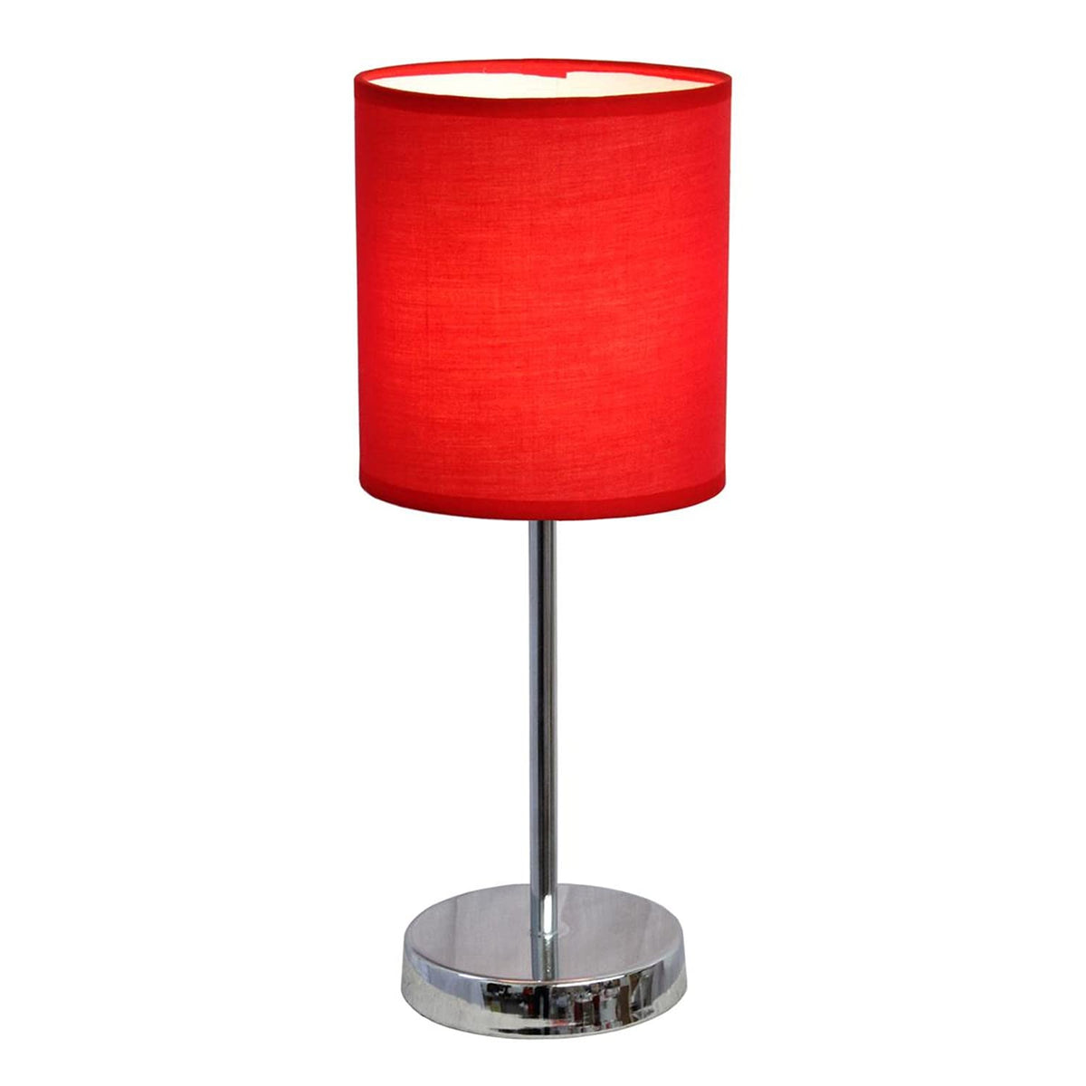 Simple Designs Red Chrome Table Lamp With Shade - Metal, 11&quot; Height, Modern Home Decor
