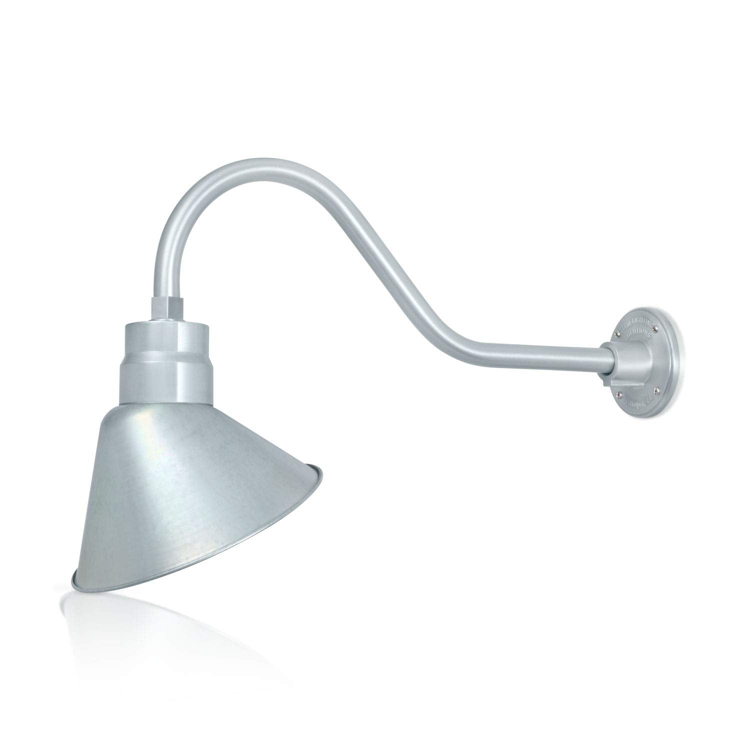 10in. Galvanized Finish Angle Shade Gooseneck Sign Light Fixture With 22in. Long Extension Arm - Wall Sconce Farmhouse, Vintage,