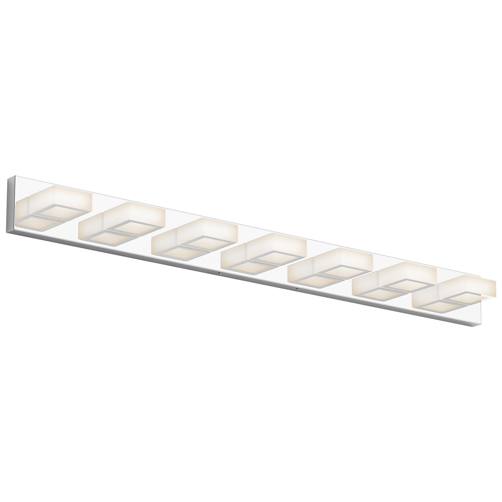 Ralbay 46in LED Chrome Vanity Light, 7 Lights, Stainless Steel, Natural White 4500K, Modern Bathroom Fixture