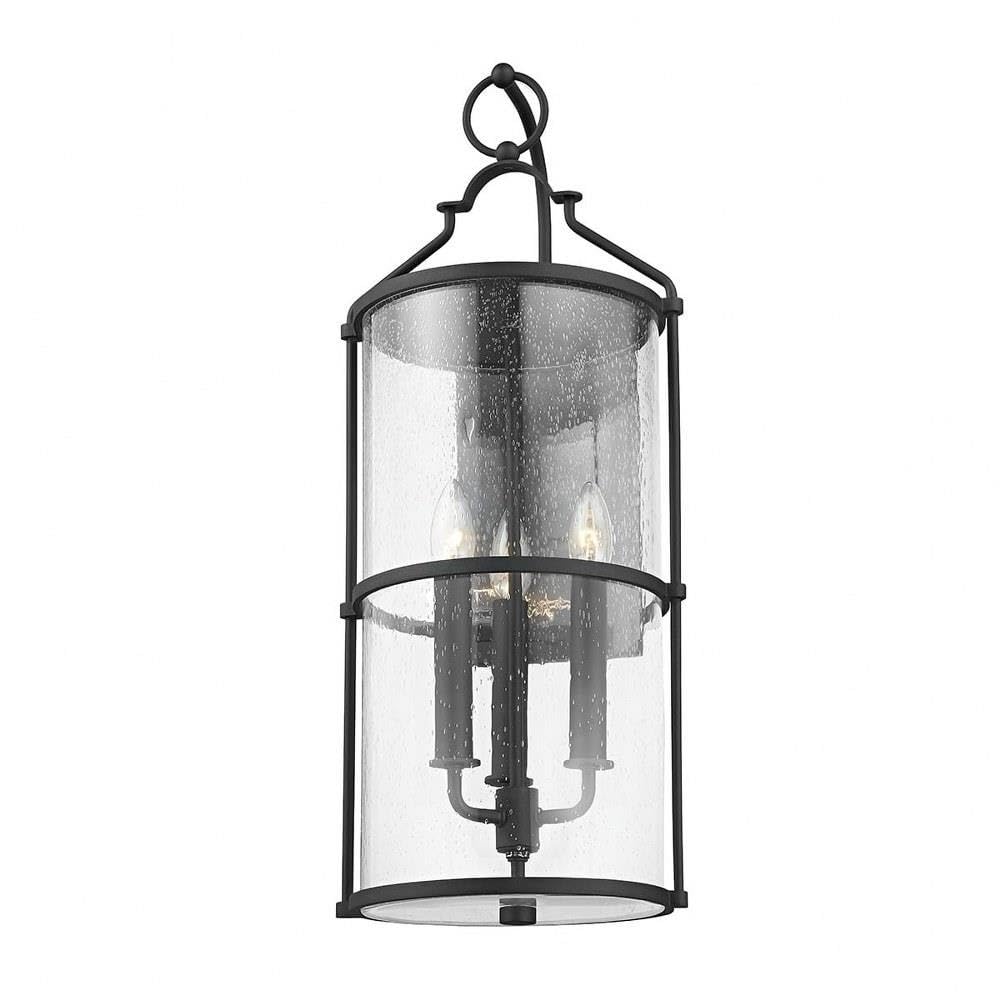Troy Lighting Burbank 24.75 Outdoor Wall Light | Texture Black Finish | Clear Seeded Glass | Outdoor 3-Light Sconce | Made of Al