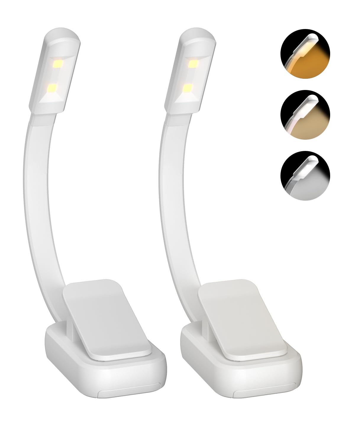 Lucarni Book Light,Reading Lights for Books in Bed,AAA Battery Clip-On Led Reading Light with 3 Colors & Stepless Dimming,Portab