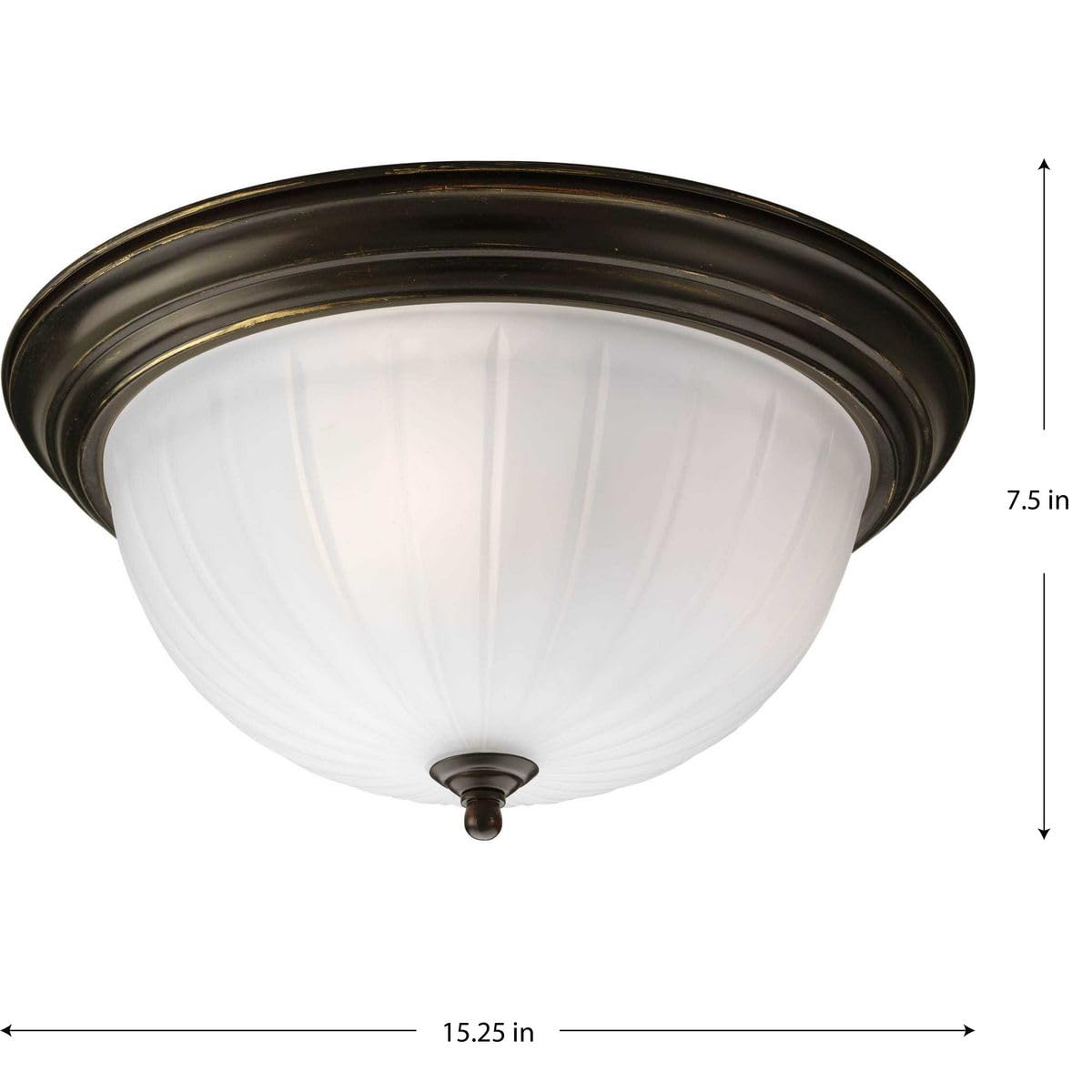 Progress Lighting P3818-20 3-Light Close-To-Ceiling With Etched Ribbed Glass, Antique Bronze