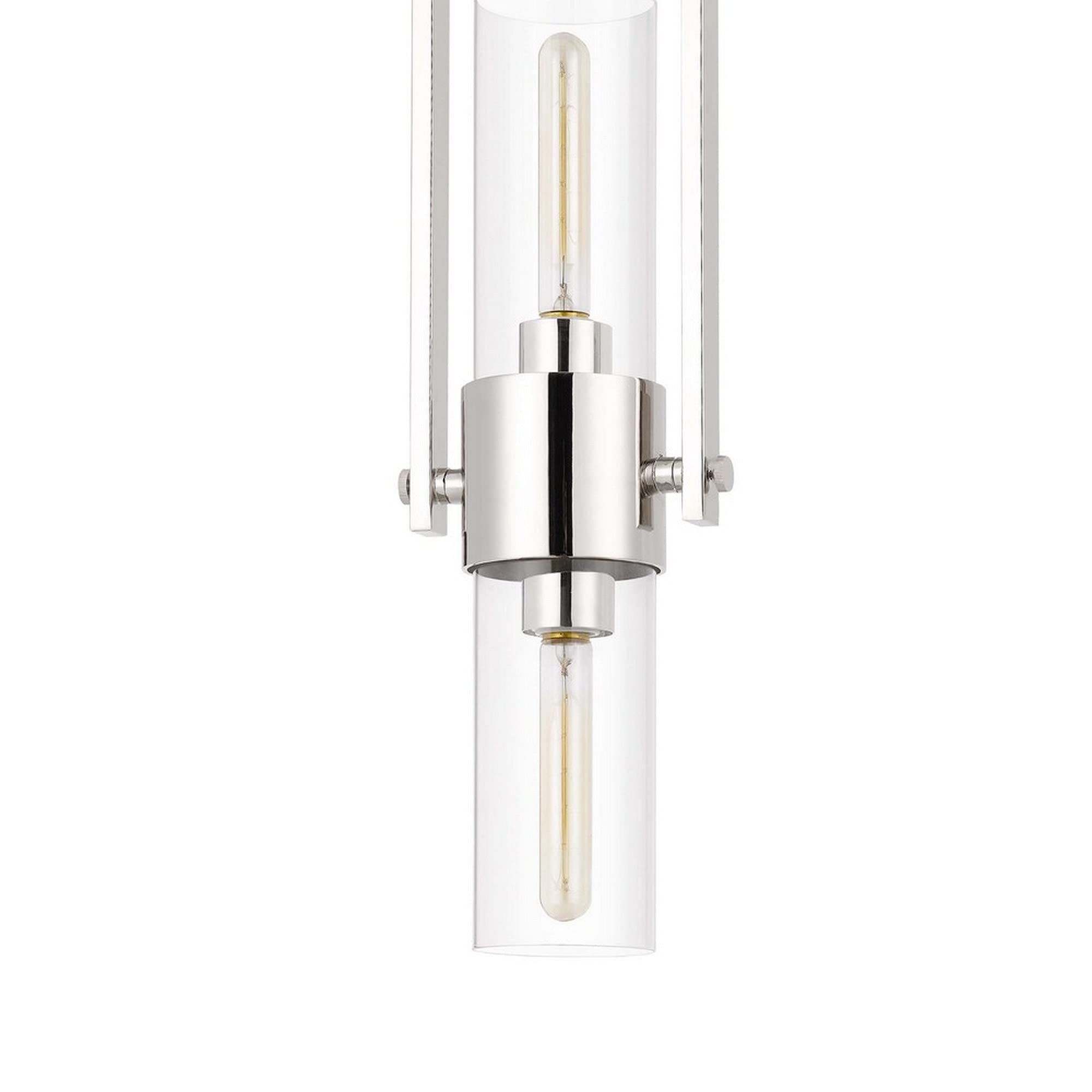Benjara Pendant with Cylindrical Rotatable Glass Shade, Chrome