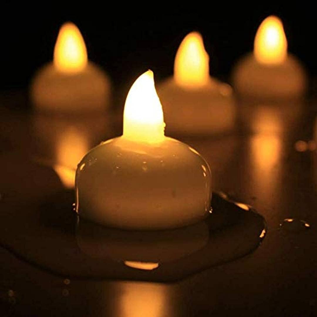JAPP Artificial Water Floating Led Flickering Candles Lights Diya (Batteries Included) - Set Of 12(acrylonitrile_butadiene_styre